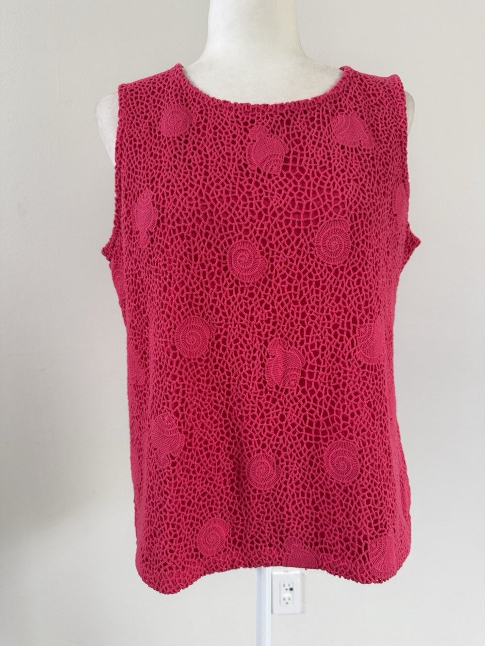 Talbots Petites Small Hot Pink Mercerized Cotton Tank Top Made in Italy Shell